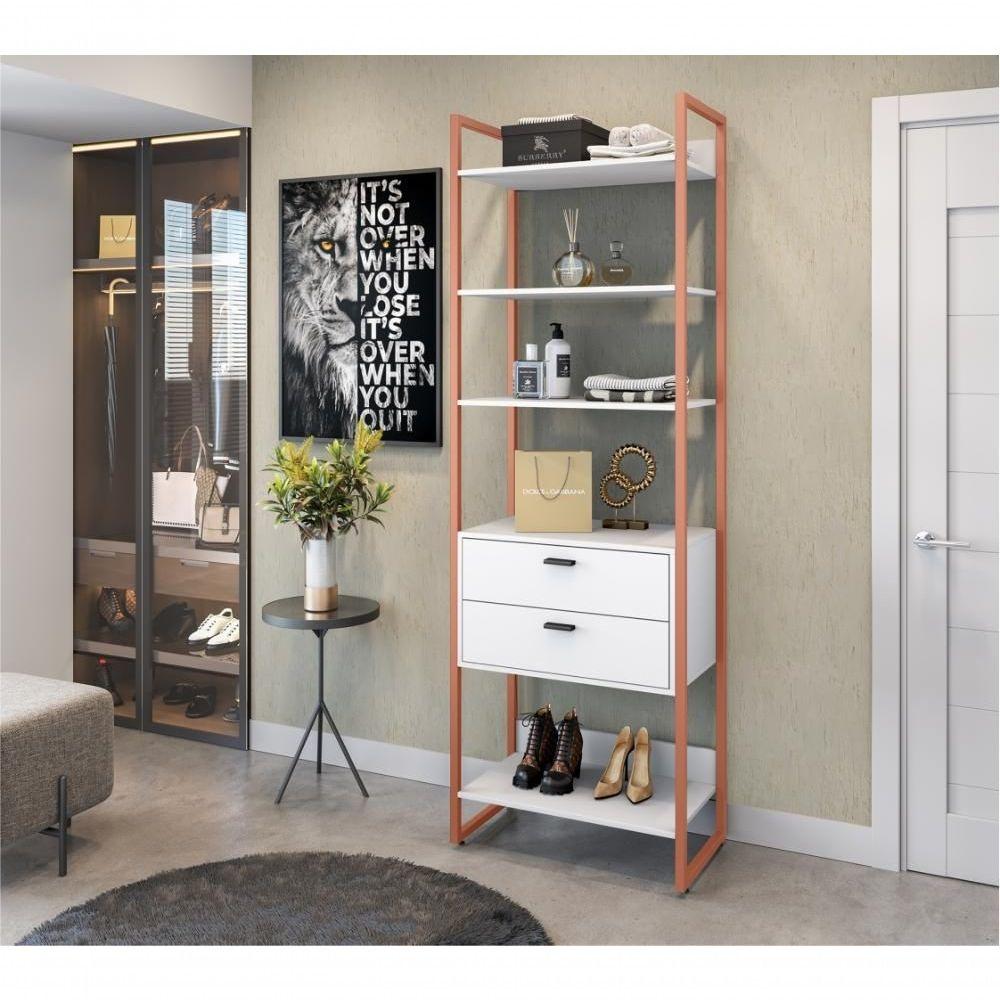 Miniatura Roupeiro Cloe Com Gavetas Branco Cobre