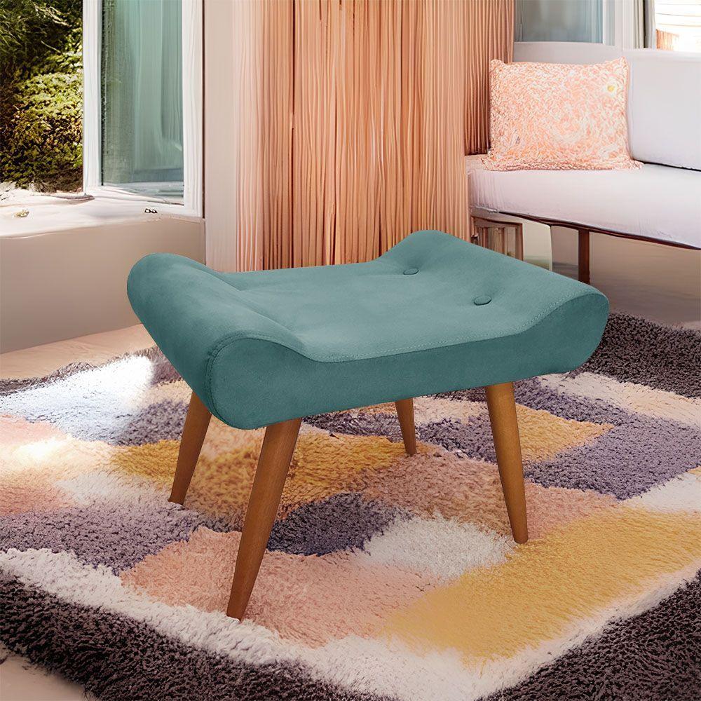 Puff Deativo Lara Veludo Ciano