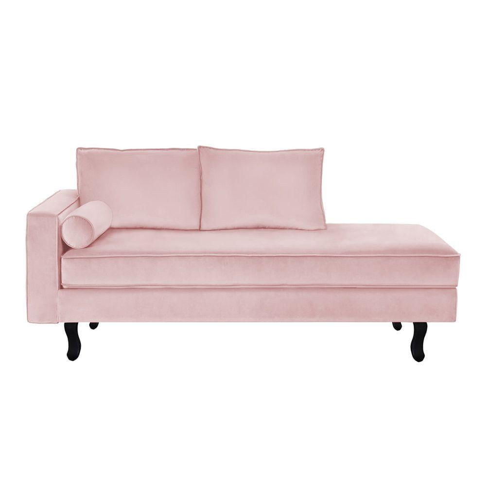 Miniatura Recamier Divã Dubai L/direito 1,40m Suede Rosa Bebe - Am Interiores
