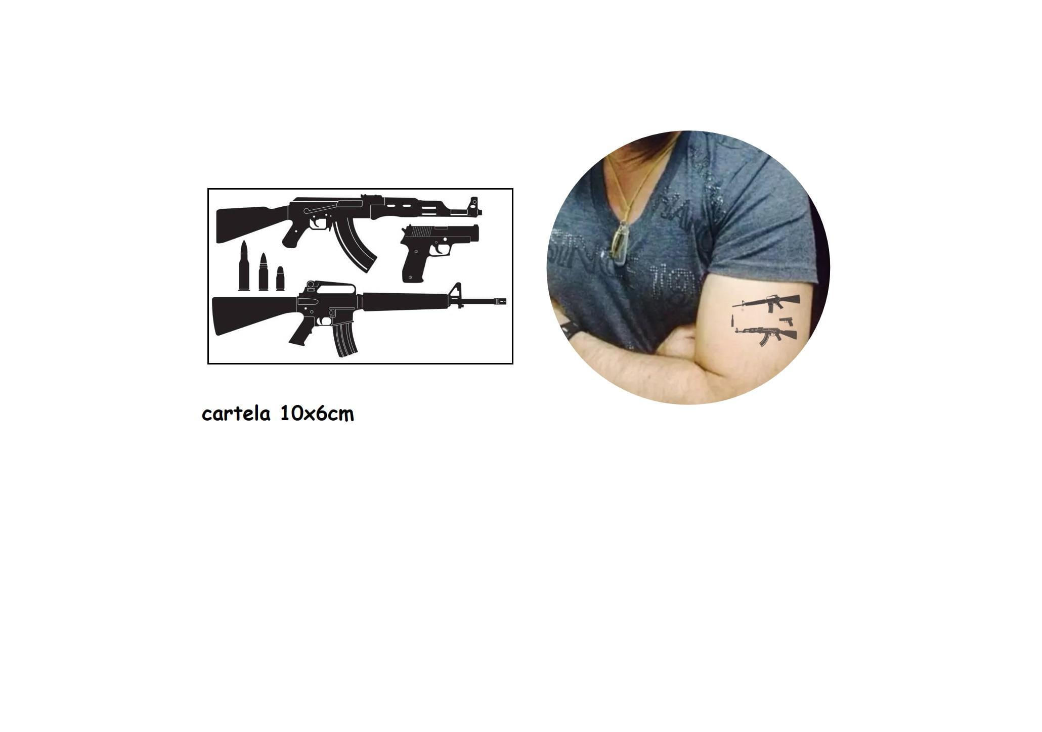 Miniatura Tatuagem Temporária Armas Estilo Bad Boy