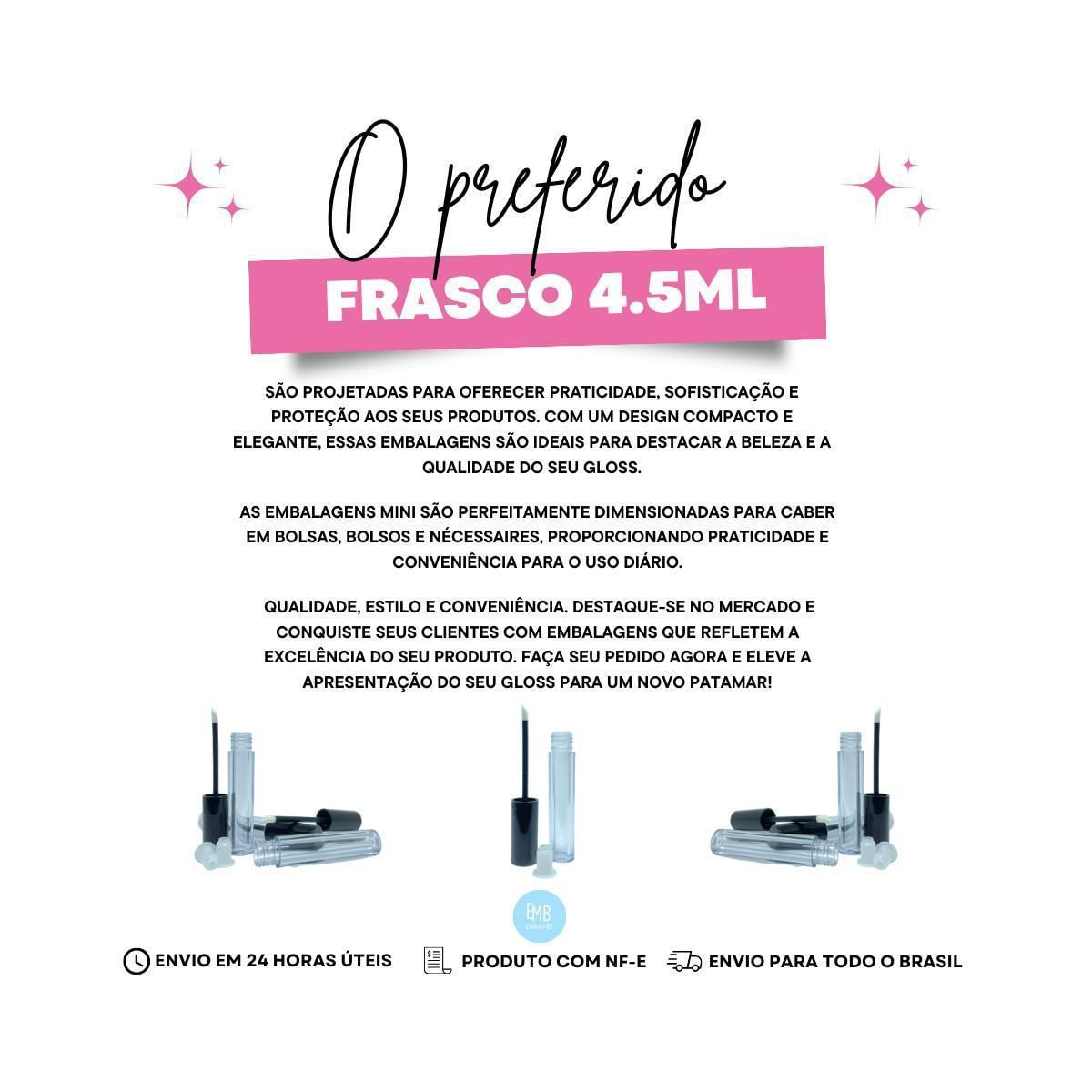 Miniatura Embalagem Plástica Para Gloss Labial Vazia 4,5Ml - 100Unids