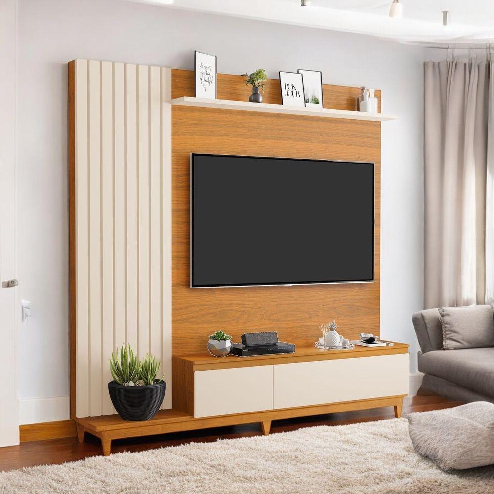 Miniatura Painel Tv Sala Quarto 65 Polegadas Ripado Jakarta Mdf