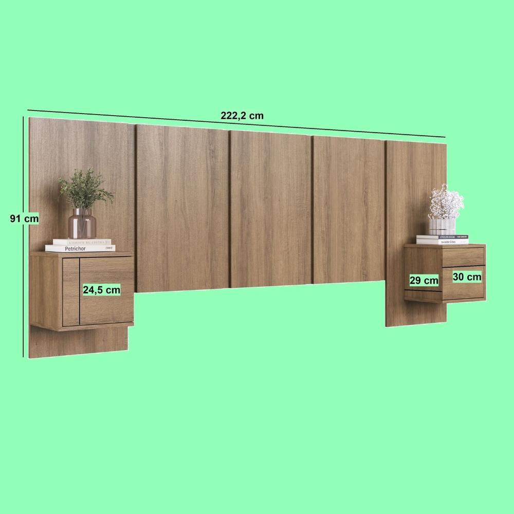 Miniatura Cabeceira para Cama de Casal com Mesas de Cabeceira Zurique Mel