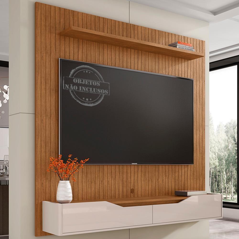 Painel Frisado Suspenso Tv 60 Pol 160 Cm 011090 Cedro Off White Dcasa Cedro Off White