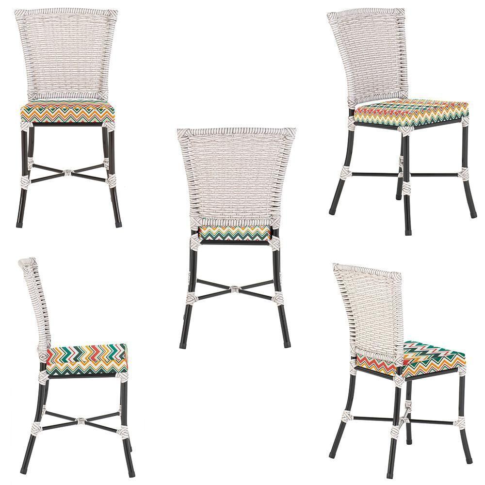 Miniatura Jogo De Cadeiras Para Cozinha - Kit Com 5 Cadeiras Em Aluminio E Fibra Sintetica Turquia Marmore Z35