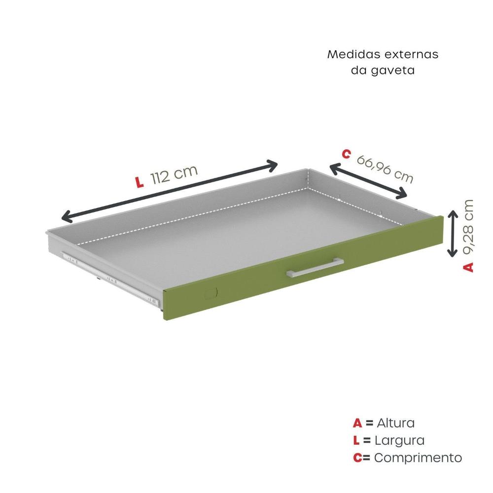 Gaveteiro Mapoteca para Escritório de Aço Fixa com 10 Gavetas Industrial Verde/Cinza