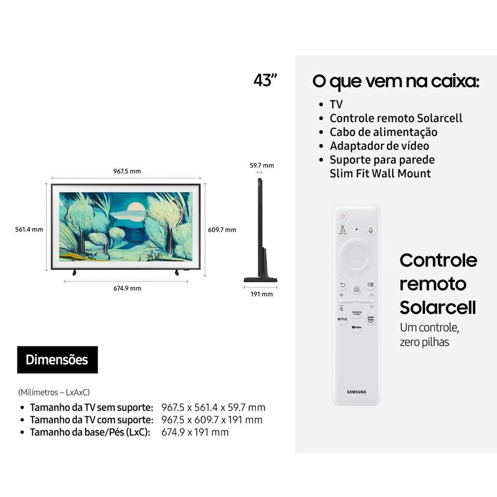Smart TV 43 Polegadas Samsung Vision AI The Frame 4K LS03F - 2025