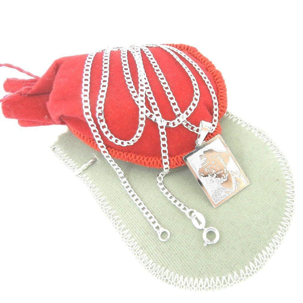 Miniatura Corrente Masculina 60Cm 3Mm Placa Folheada Prata Cr294
