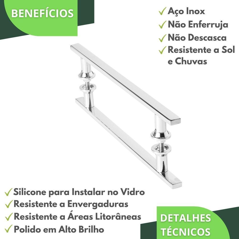 Puxador Inox Para Porta De Correr Vidro Madeira 20Cm M.S