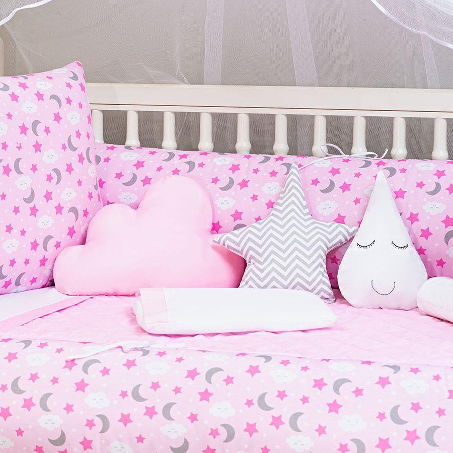 Miniatura Kit Berço Estampado Universo Enxoval Berço Menina Rosa 13