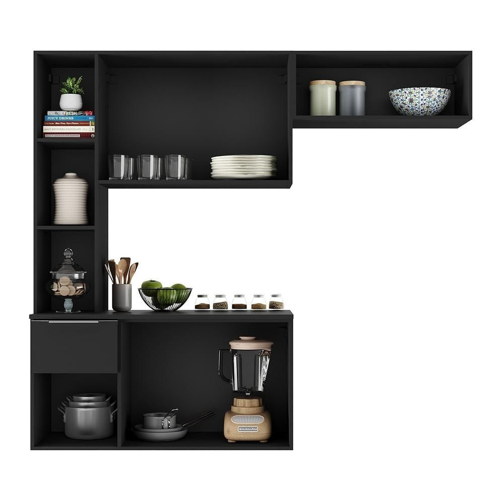 Miniatura Cozinha Compacta Com Armário e Balcão Multimóveis Preta