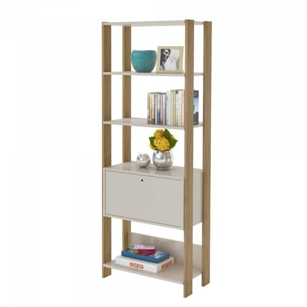 Sala de Estar Completa Rack com Estante Memphis Match Carvalho/Off White