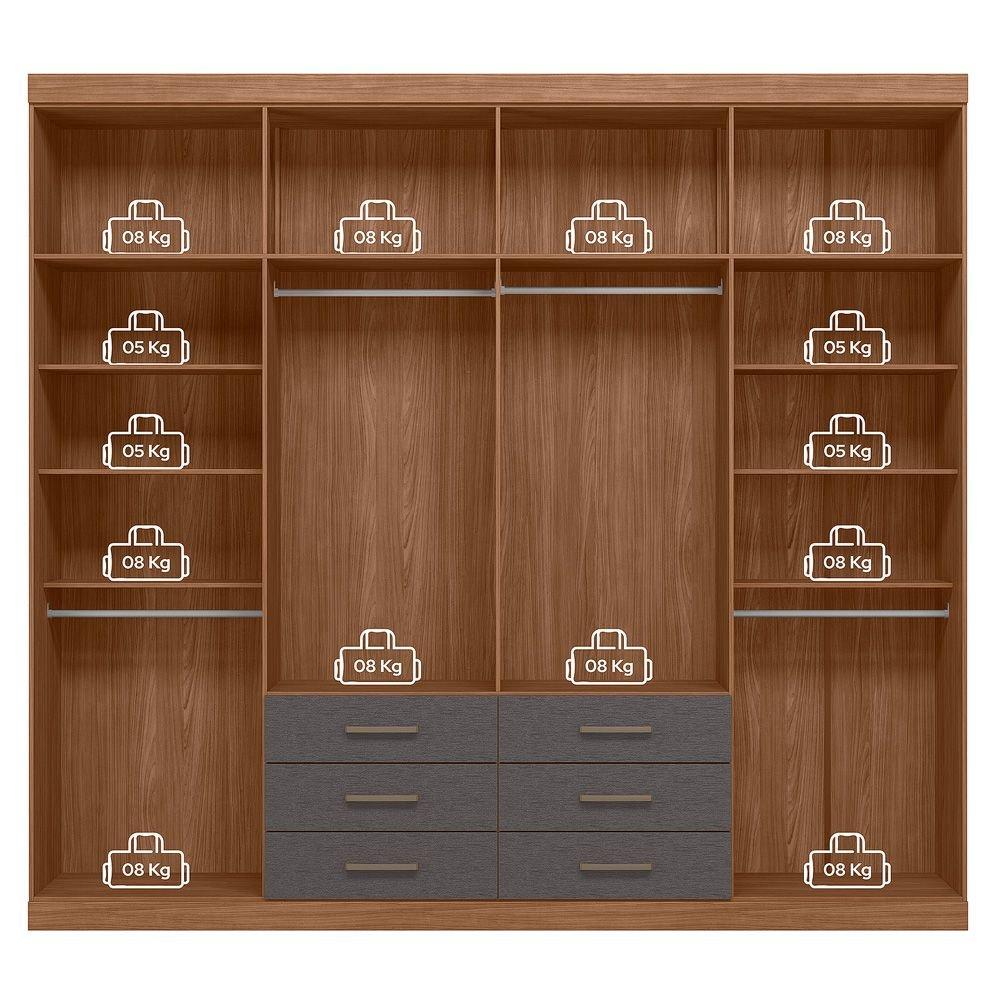 Guarda Roupa Casal 8 Portas 6 Gavetas Master Grafite/Jatobá