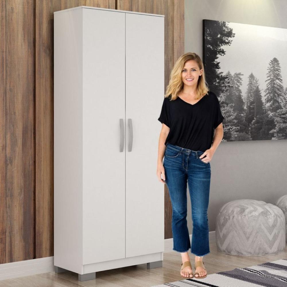 Conjunto Mesa para Computador Giga e Armário Multiuso 2 Portas Natal Branco
