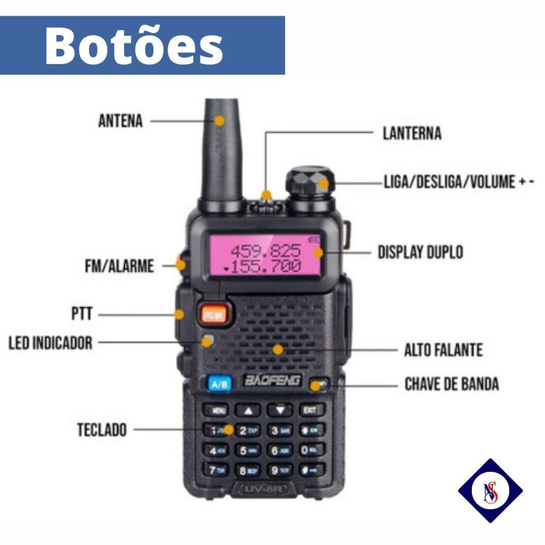 Miniatura Rádio Ht Dual Band Uhf Mais Vhf Baofeng Uv-5R Portátil