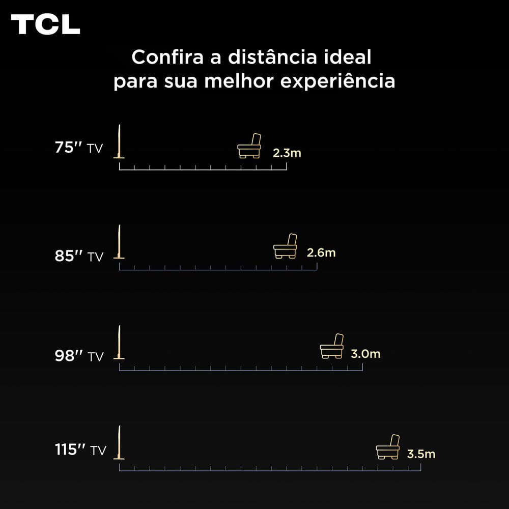 Smart TV TCL 55 AI, 4K UHD, QLED Mini LED, Android TV - 55C6K Preto - C6K - Smart TV - Bivolt