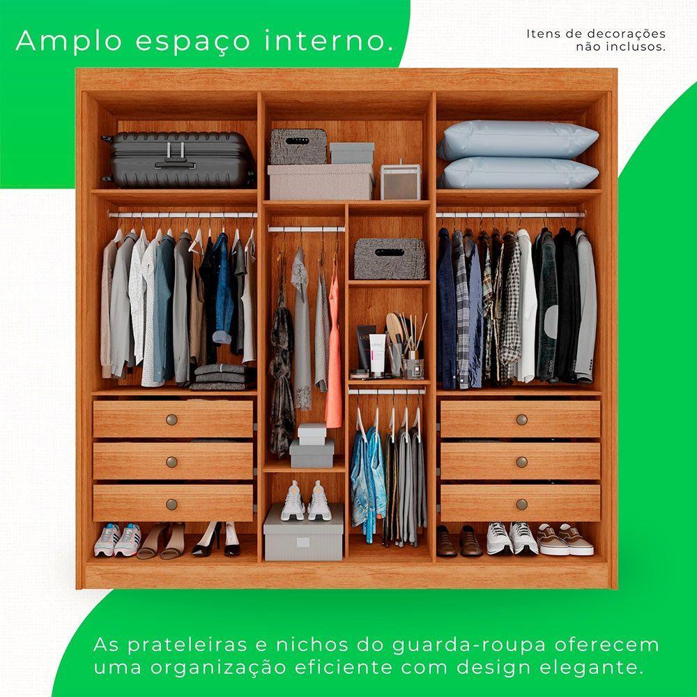 Guarda-roupa Casal 6 Portas 6 Gavetas Granada Mdf Sallêto Cinamomo Com Off White
