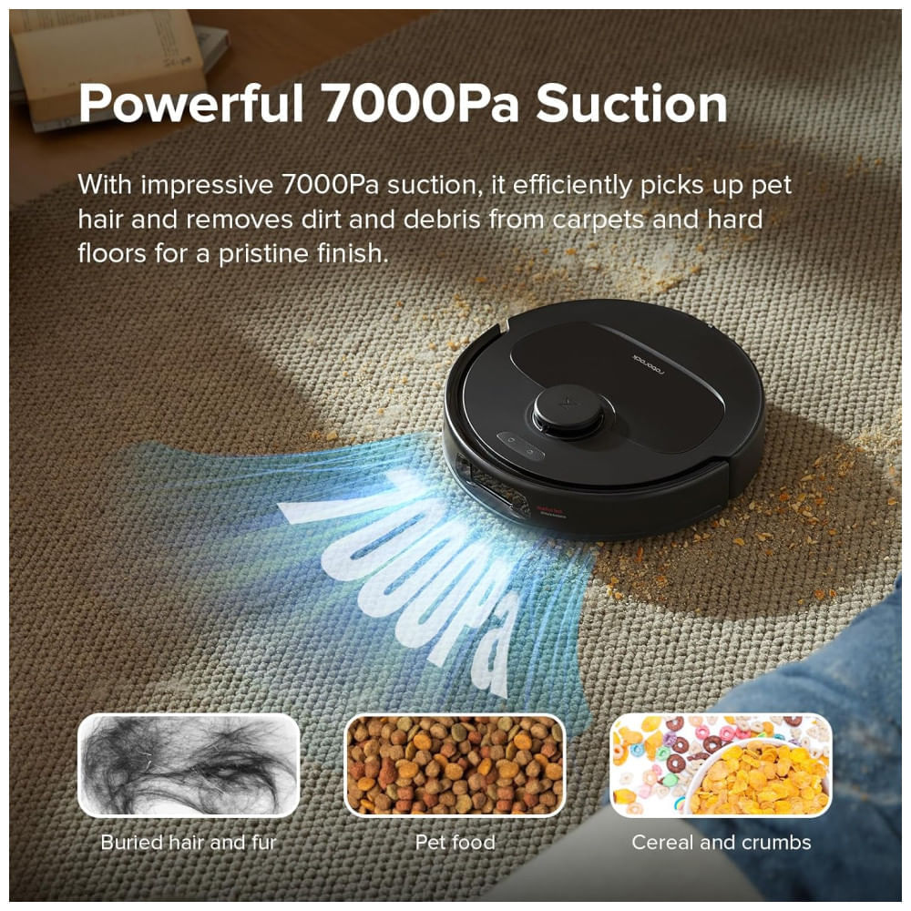 Miniatura Robô Aspirador e Esfregão Roborock Qrevo S - 7000Pa, AutoSecagem, Lavagem Automática, AutoEsvaziamento e Reabastecimento, Levantamento - 1200W