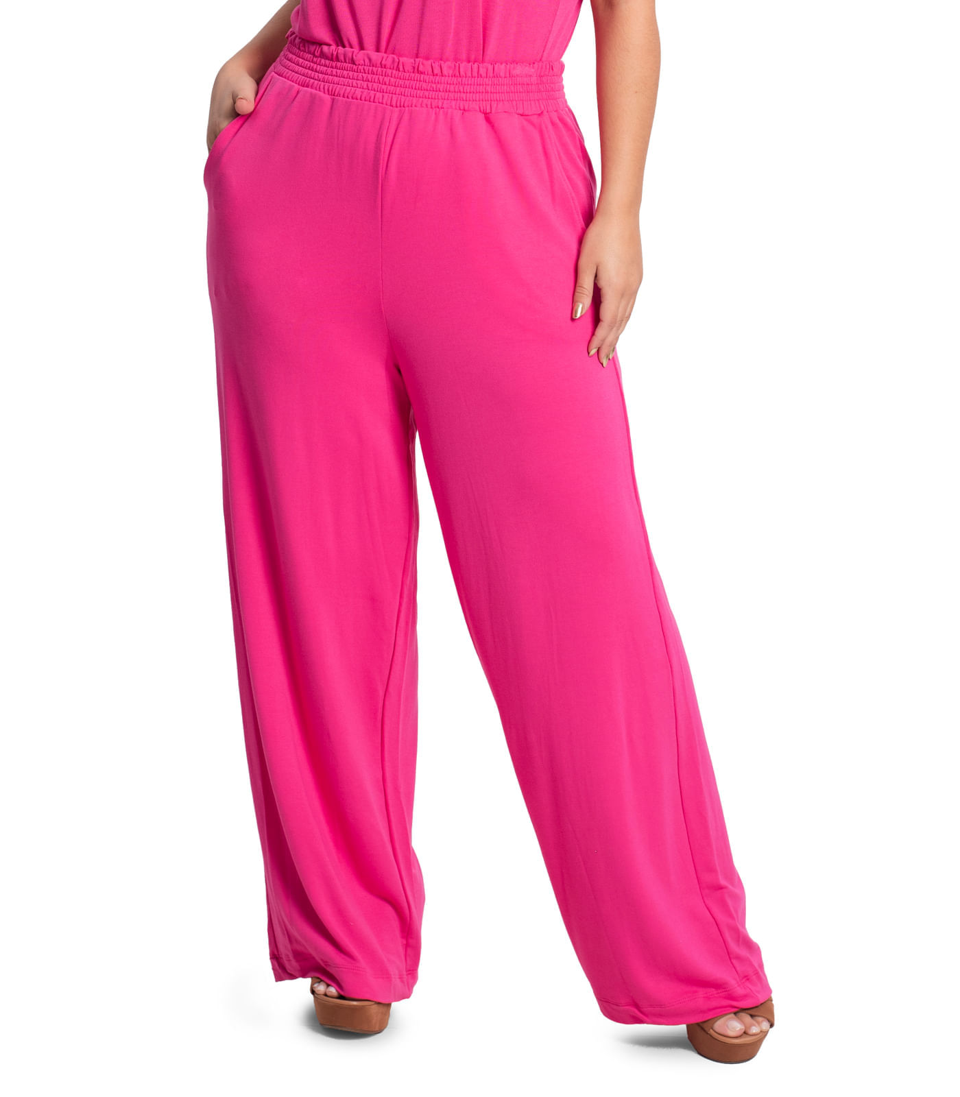 Miniatura Calça Feminina Plus Size Molecontton Secret Glam Rosa Plus G1
