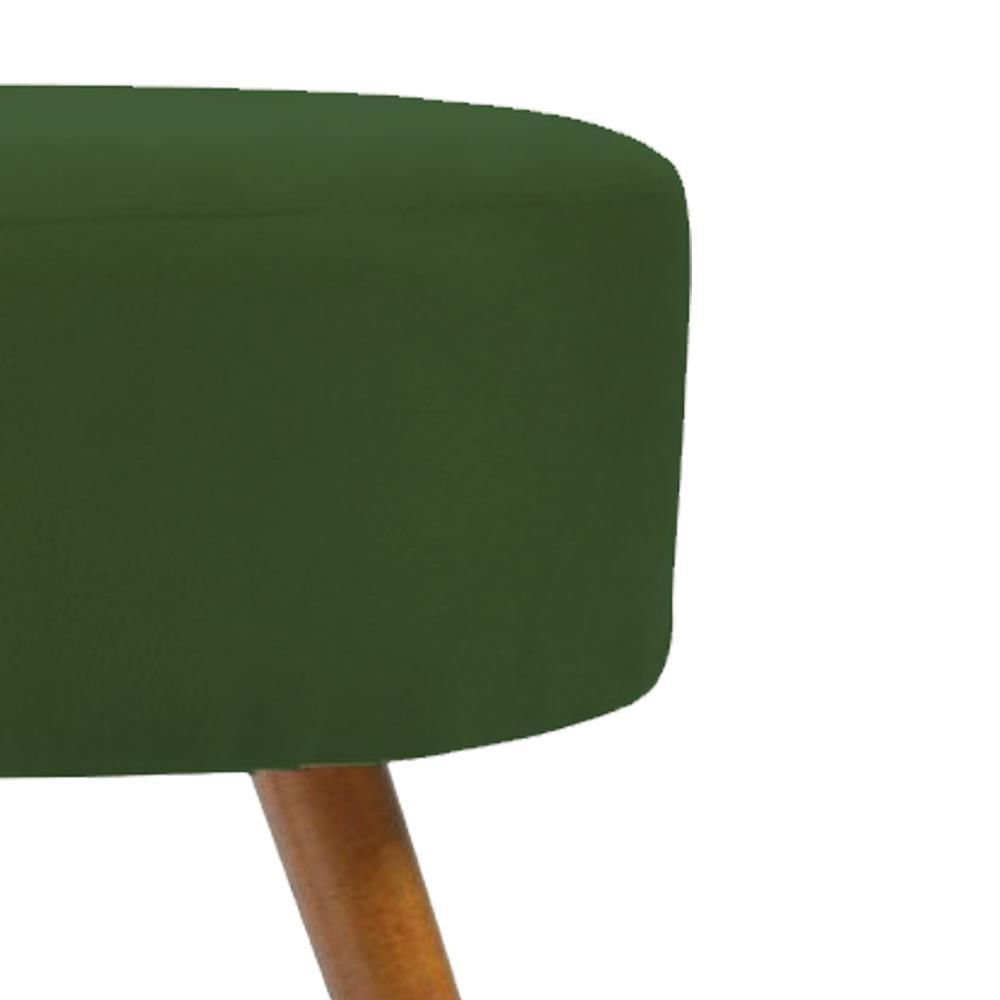Miniatura Puff Banqueta Redondo Em Suede Com Pés Palito Verde