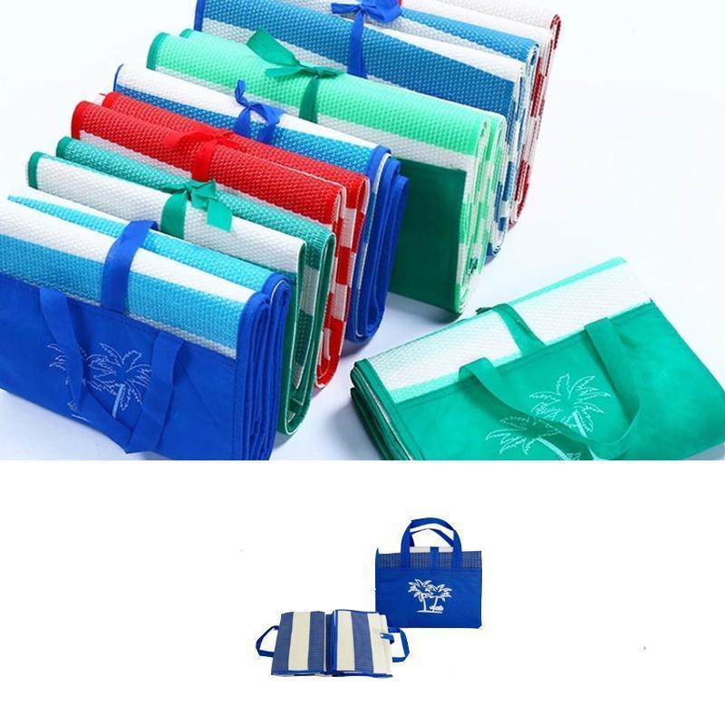 Miniatura Esteira De Praia Dobrável Vira Uma Bolsinha 90 X 170Cm- Azul