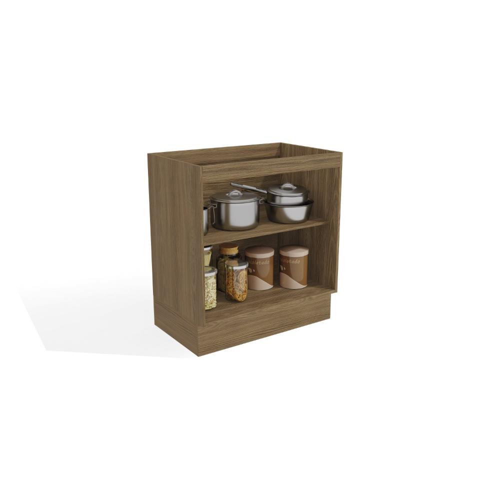 Miniatura Balcão de Cozinha 80cm 2 Portas Madeira Kappesberg Nogueira/Fendi