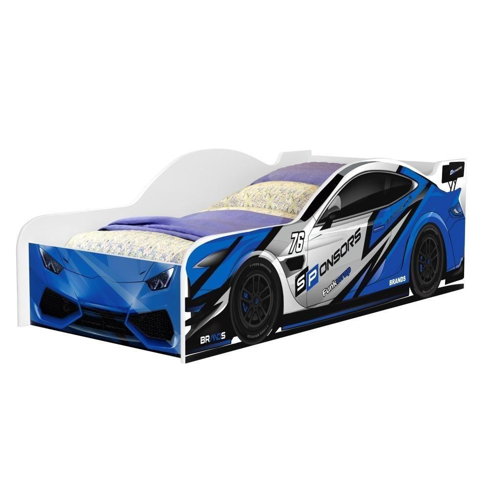 Miniatura Cama Carro Rally Solteiro Azul Full