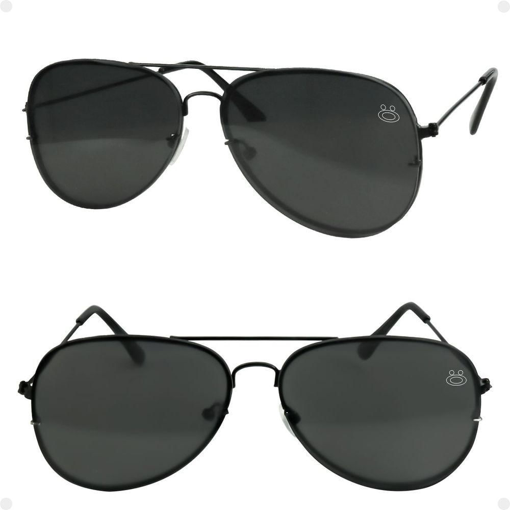 Miniatura Oculos Sol Feminino Aviador Preto Aço Inoxidavel + Case Armação Preta Qualidade Premium Original