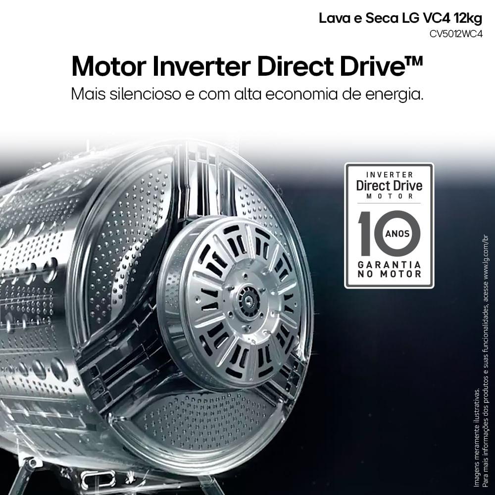 Lava e Seca LG VC4 Smart com Inteligência Artificial 12kg Branca CV5012WC4 127V