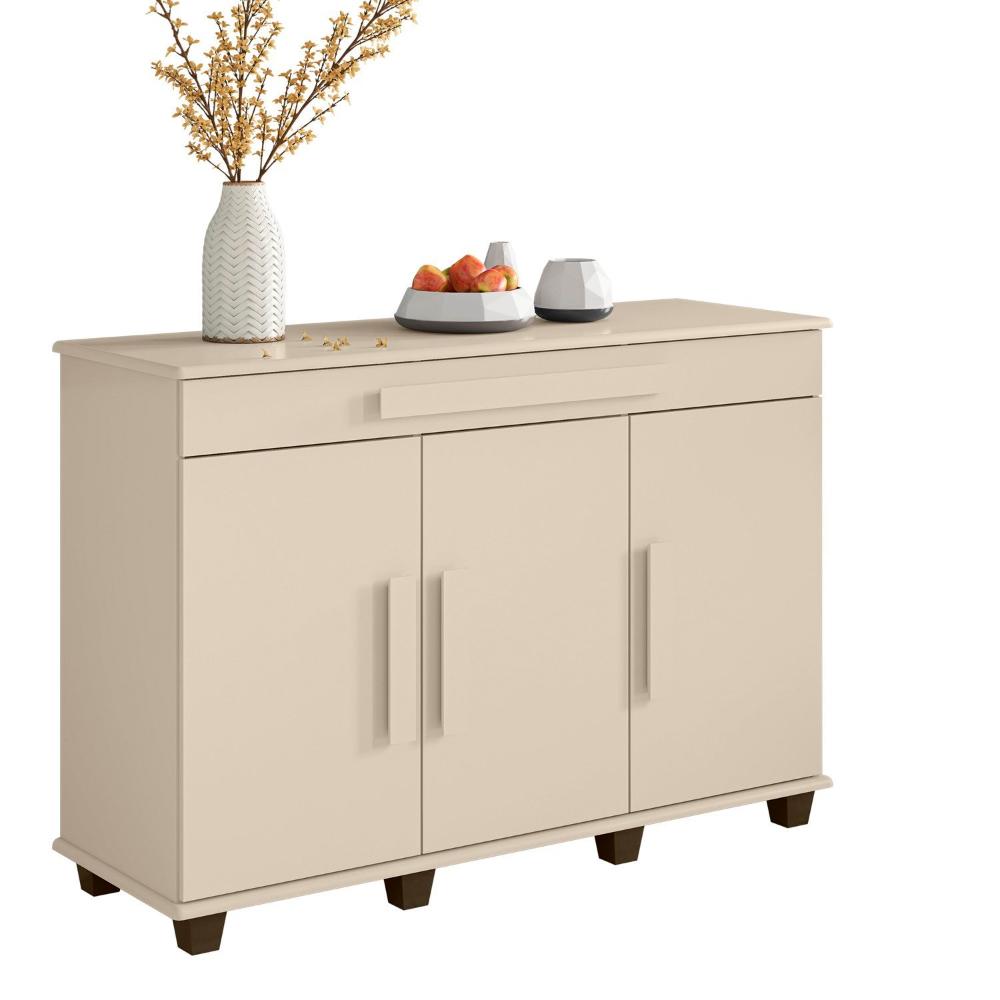 Miniatura Balcão Aparador com 3 Portas e 1 Gaveta com Divisória Off White
