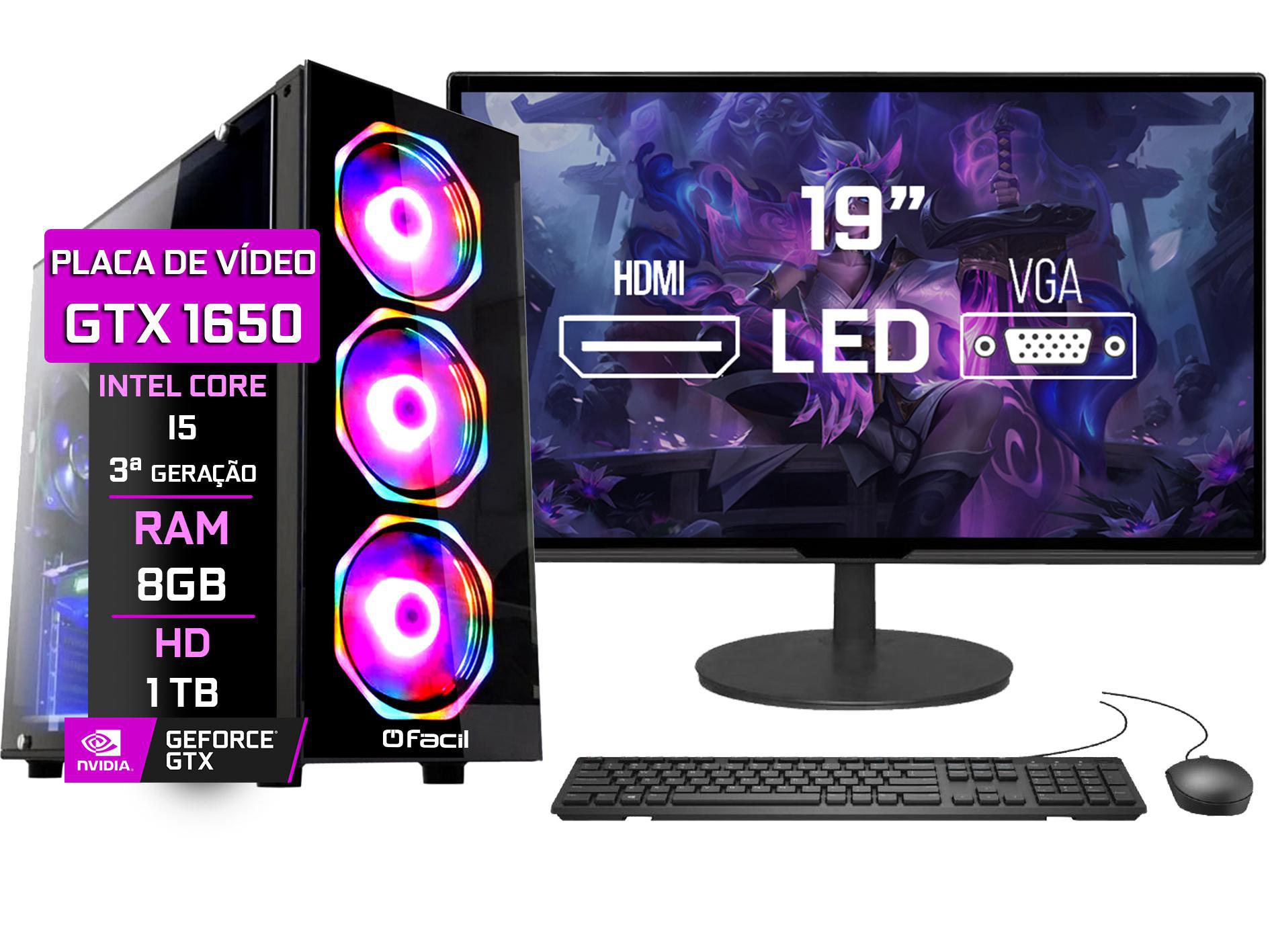 Pc Gamer Completo Intel I5 8Gb Gtx 1650 4Gb Hd 1Tb Monitor - 1tb - 1 tb - Desktop - Real - Intel - 4 gb - Intel core i5 - 8 gb - Windows 10 - 19 - Gamer - Bivolt