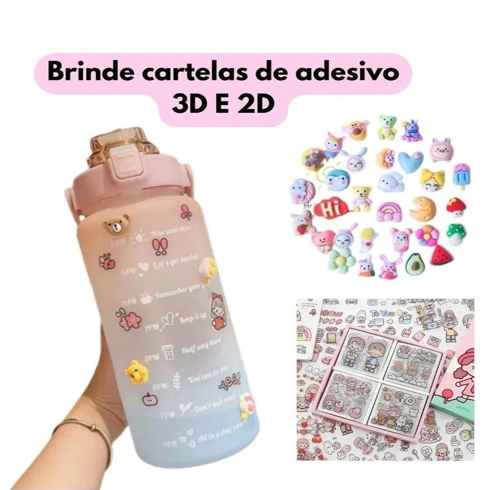 Miniatura Kit Garrafa De Água Esportiva 2L + 700 Ml Marcador De Tempo