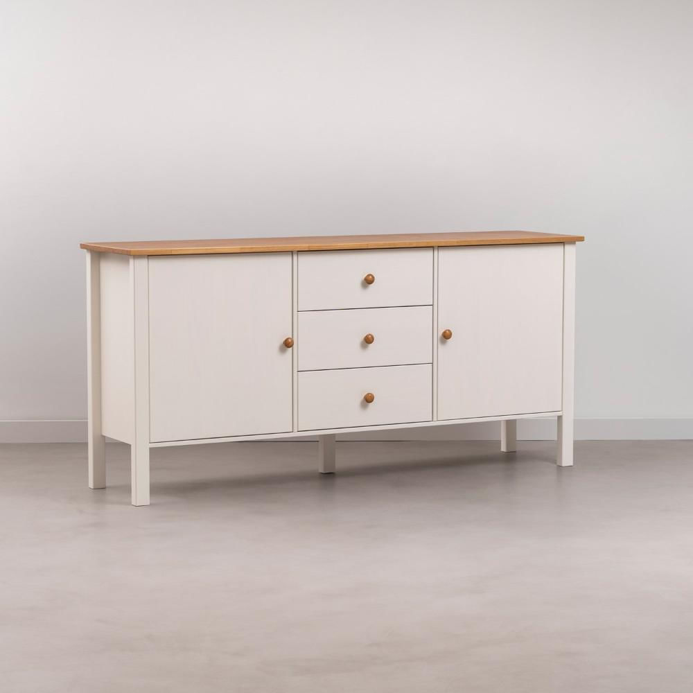 Buffet 2 Portas 3 Gavetas Madeira Maciça Vanilla CabeCasa MadeiraMadeira Amêndoa/Branco
