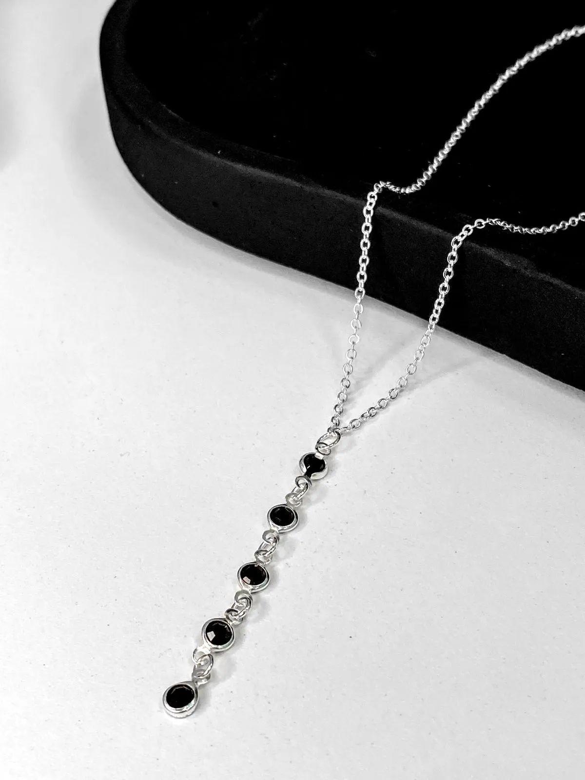 Miniatura Colar Choker Elo Brilho Cristas Preto Prata 2g - Rayie Acess