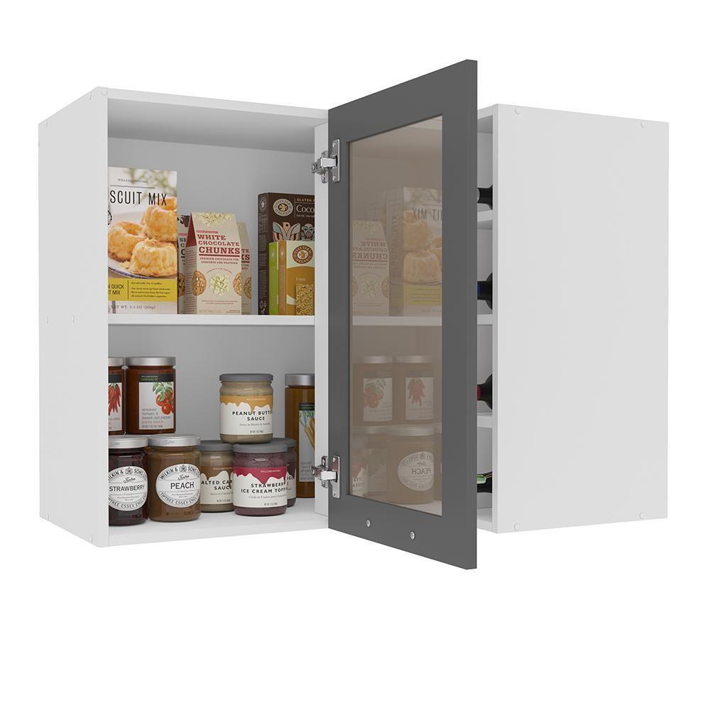 Miniatura Armário Aéreo Canto Cozinha 1 Porta De Vidro Reflecta Menu Fettuccine Kitchen Branco/Cinza