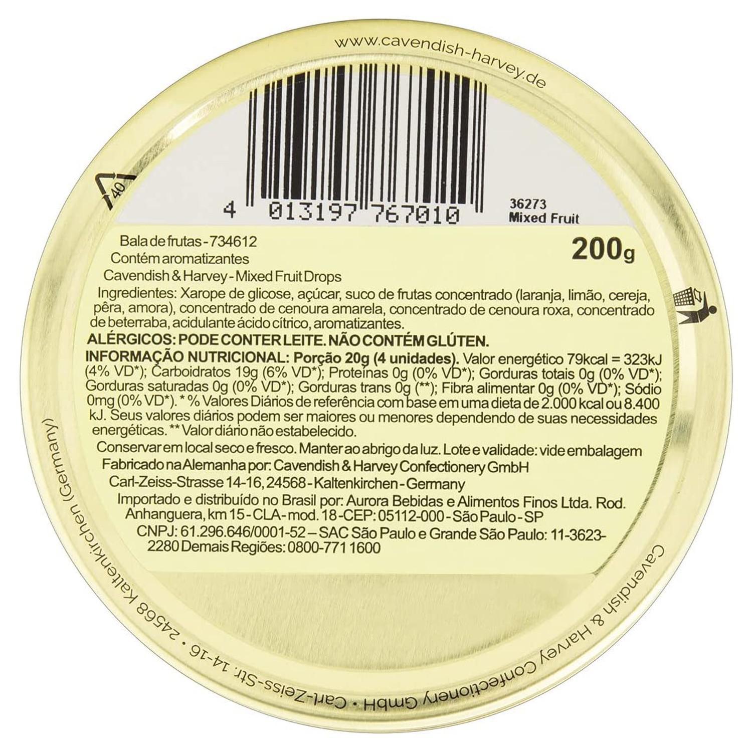 Miniatura 4X Bala Cavendish & Harvey Mixed Fruits Drops 200G