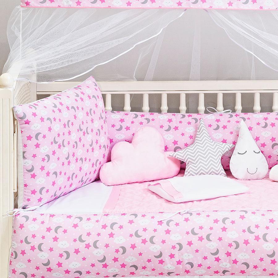 Miniatura Kit Berço Estampado Universo Enxoval Berço Menina Rosa 13
