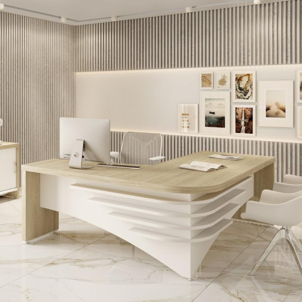 Conjunto Consultório de Psicologia e Terapia 2 Peças Mesa Diretor em L com Balcão Artany Carvalho