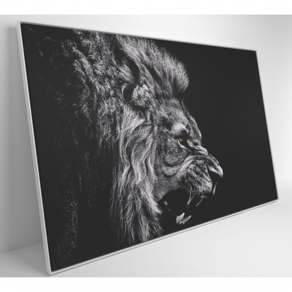 Miniatura Quadro Leão Preto E Branco 60x40 Cm Adesivo Fotográfico
