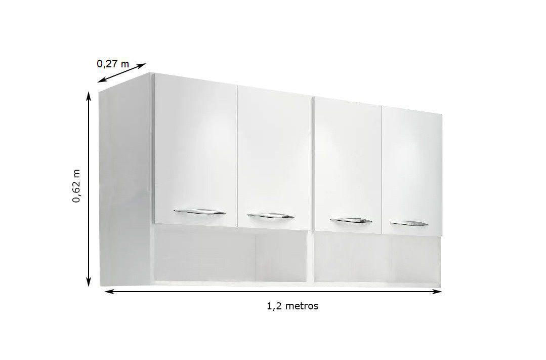 Miniatura Armário Multiuso Branco Cozinha 4 Portas Com Prateleiras