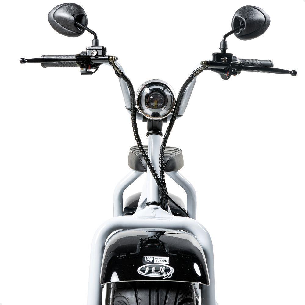 Miniatura Scooter Elétrica 1000w Tui Pop Moto Patinete Sem Cnh Branco-preto