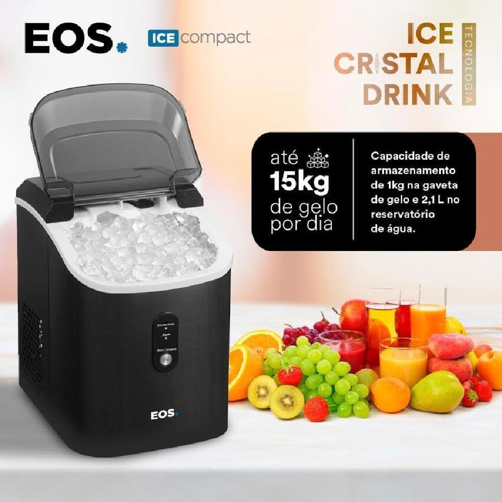 Maquina De Gelo 15 Kg Nugget Ice Titanium Preta - Emg05 Eos