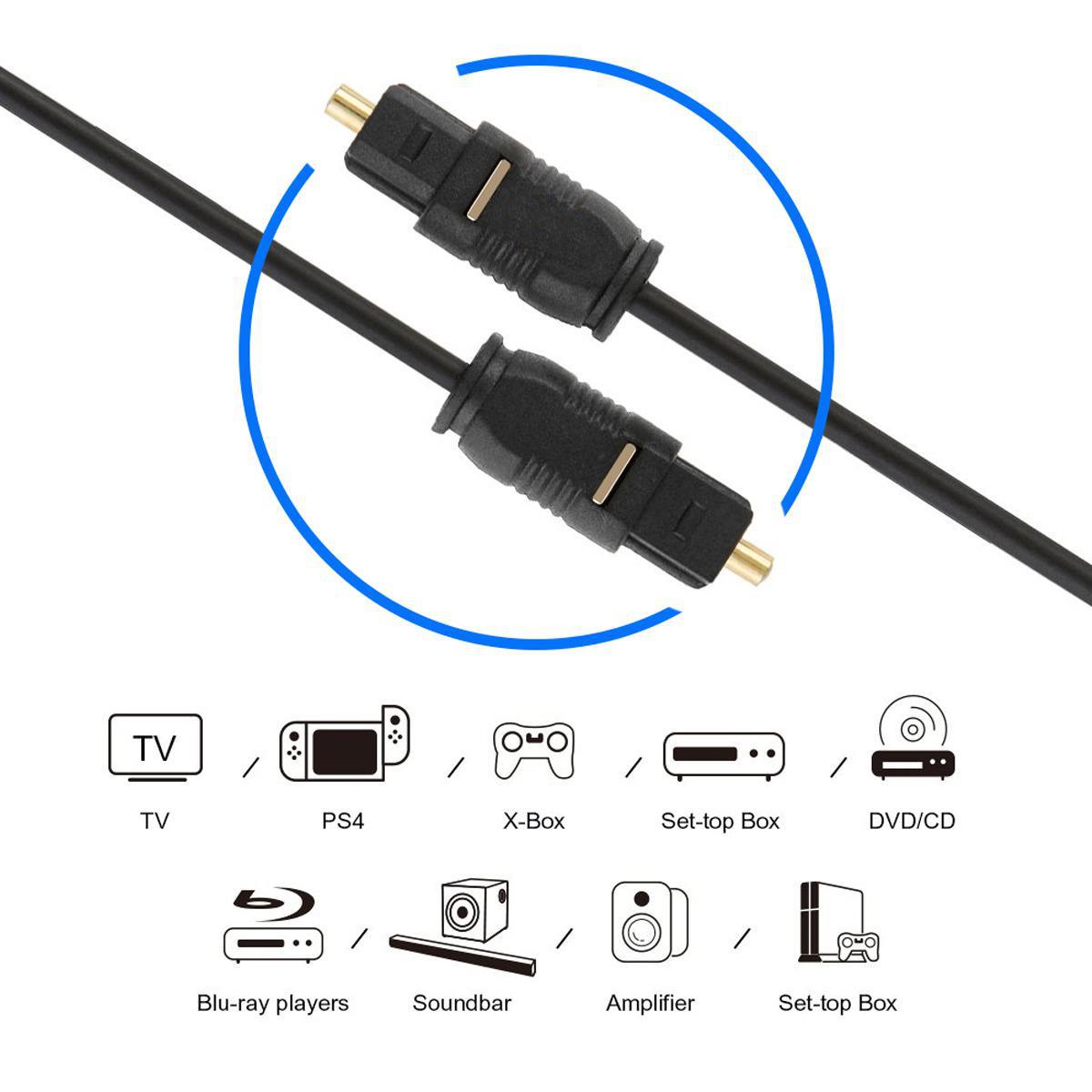 Miniatura Kit 10 Cabo Optico Audio Digital Som Tv Home 2m Spdif LT-20