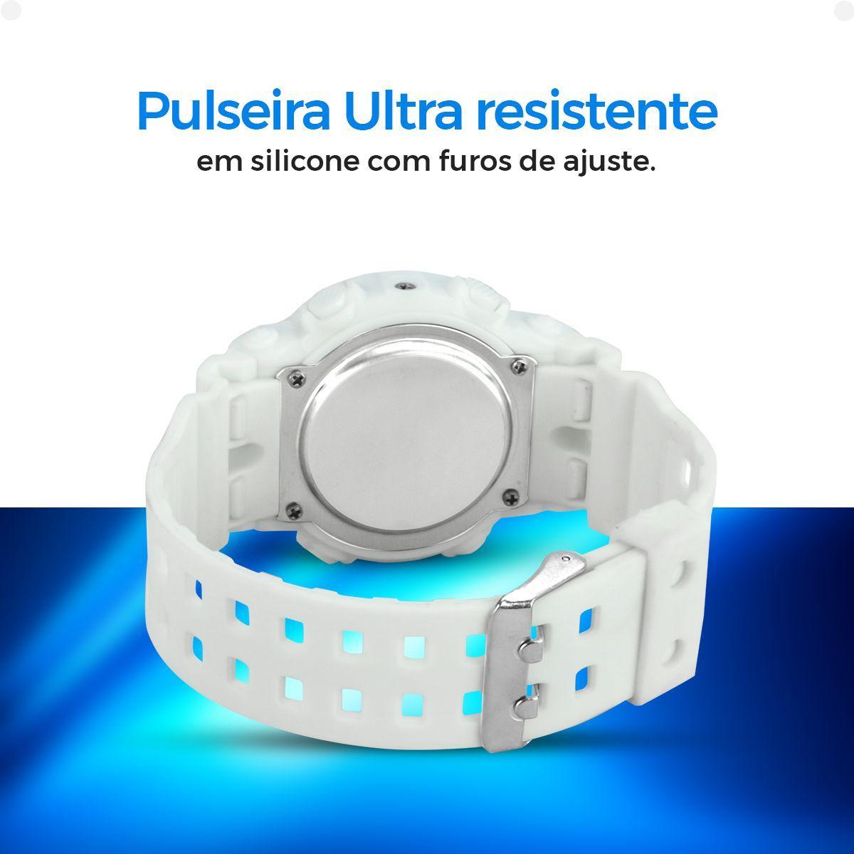 Relogio Digital Menino Branco Infantil + Oculos Sol + Caixa