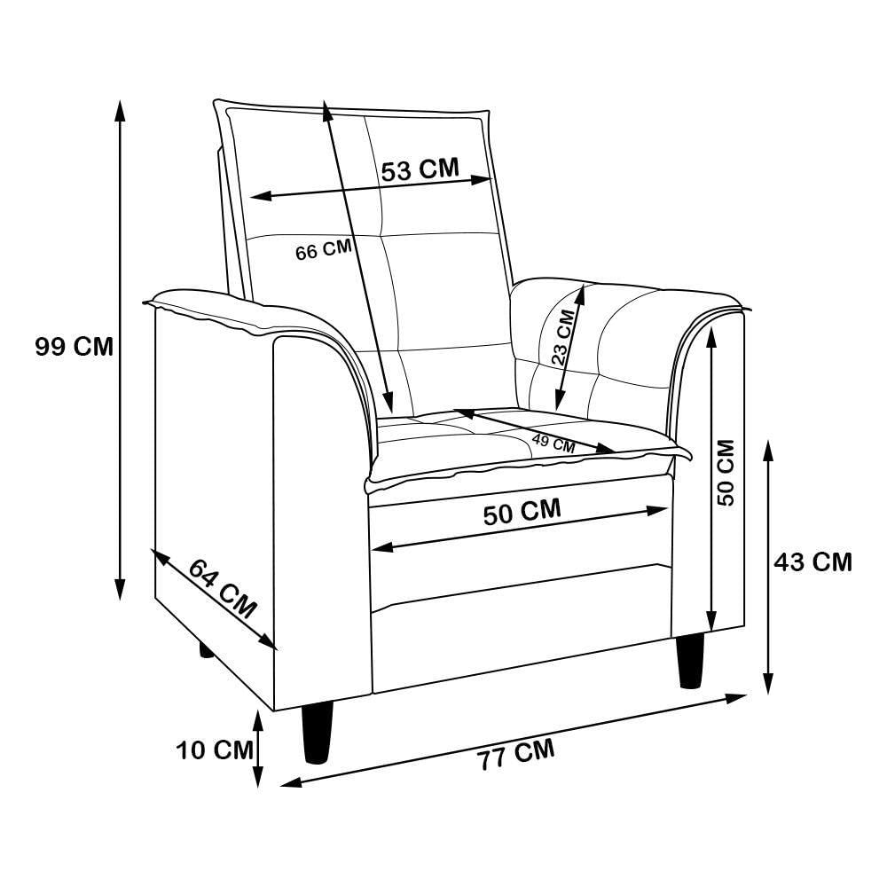 Miniatura Poltrona Decorativa Estofada Confortável Sala Isis Suede Azul Marinho