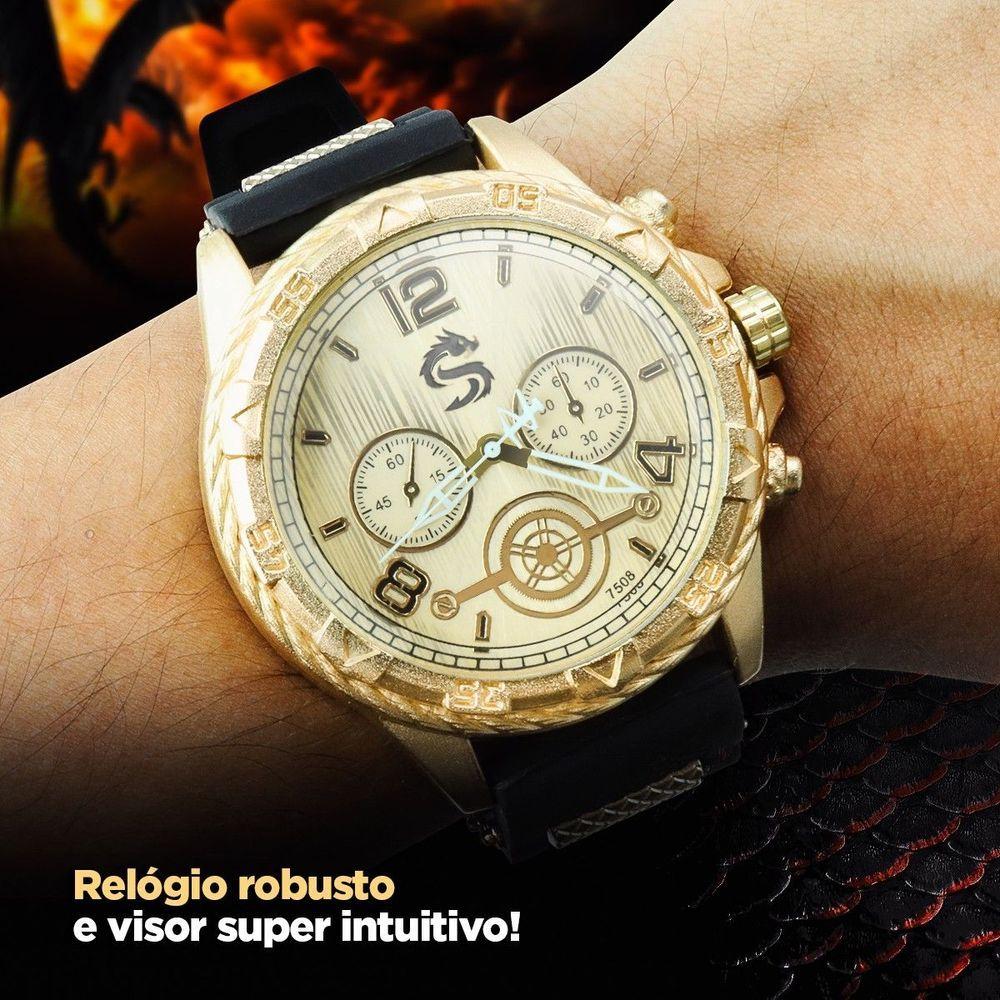 Miniatura Relogio Masculino Banhado Ouro + Cordão + Relogio Masculino Aço Inox Casual Presente Original Social