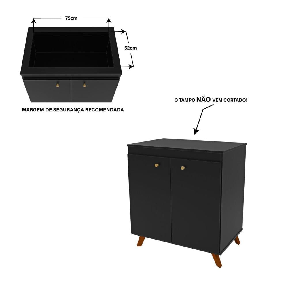 Miniatura Conjunto Cozinha Modular Balcão Cooktop Torre Quente Preto