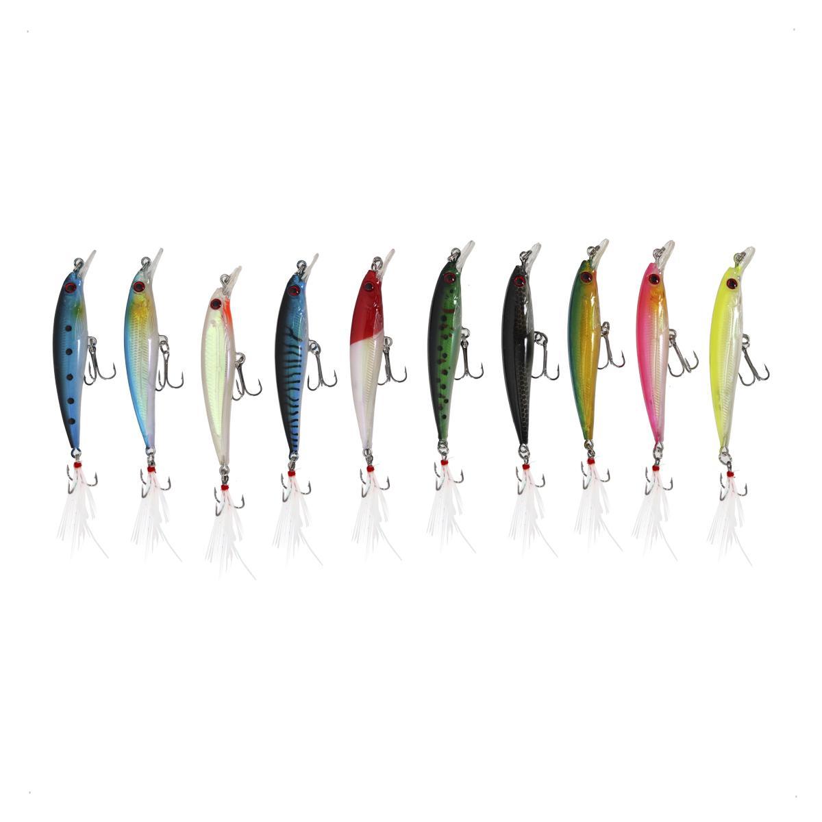 Miniatura Kit Com 10 Isca Artificial Pesca Tucunaré Dourado Robalo
