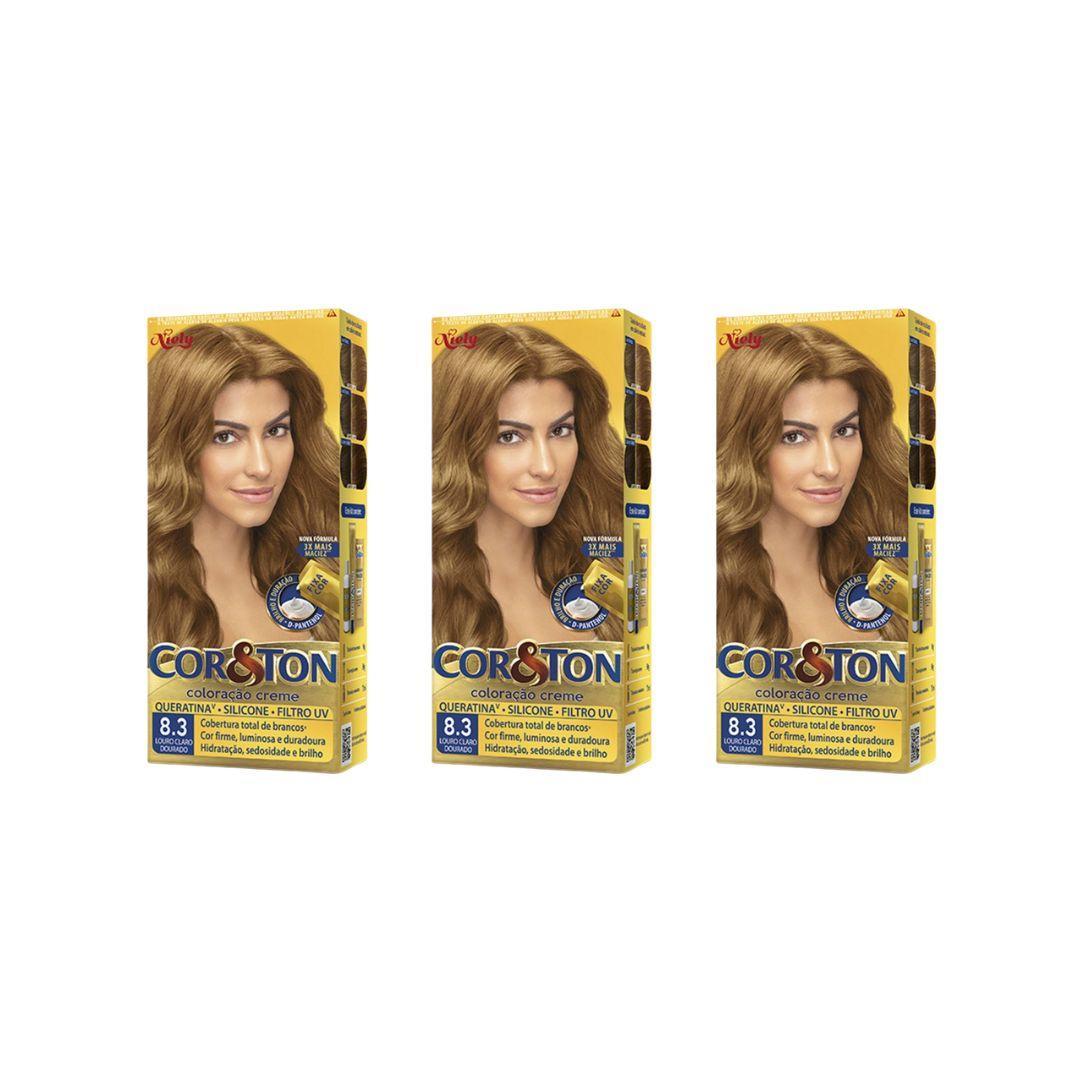 Miniatura Coloraçao Cor&Ton 8.3 Louro Claro Dourado 50G-Kit C/3