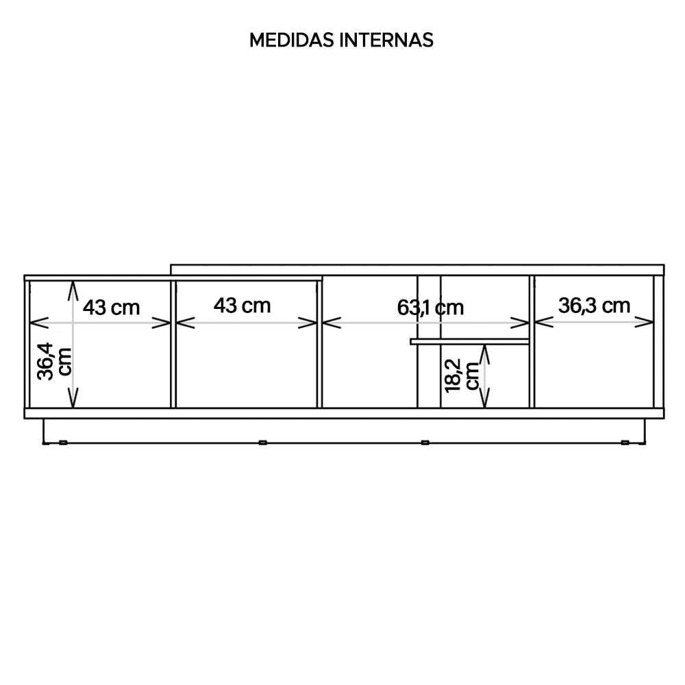Miniatura Bancada Rack Tv Até 65 Polegadas 3 Portas Las Vegas Caemmun